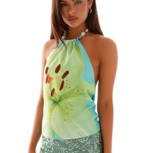 BRAND NEW WITH TAGS Peppermayo Dalia Beaded Top - Turquoise floral
